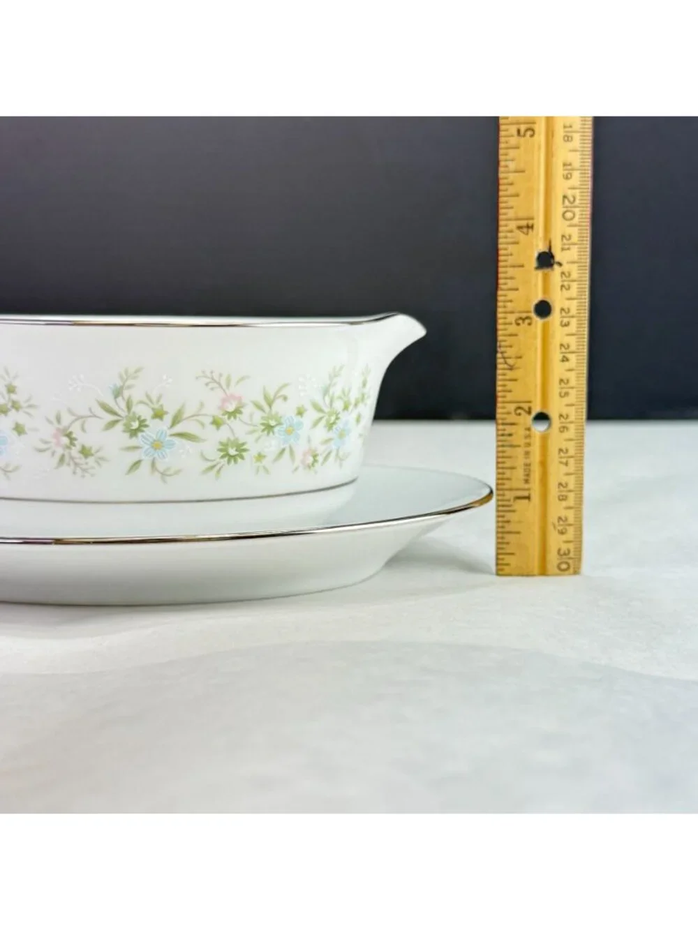 Vintage Noritake Savannah 2 Cup Gravy Boat with Attached Underplate